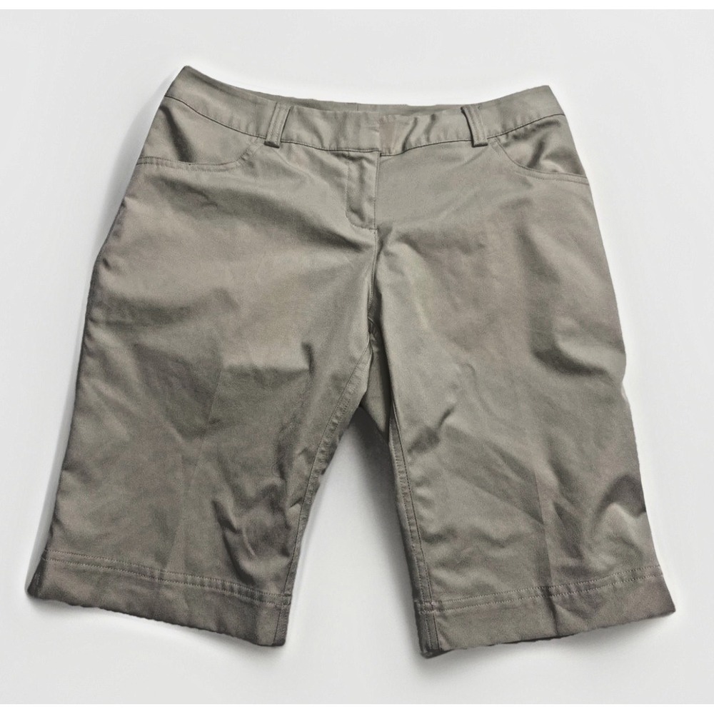Adidas Climalite Women Golf Shorts Khaki Tan Size 4 Performance Bermuda Athletic - Picture 1 of 8